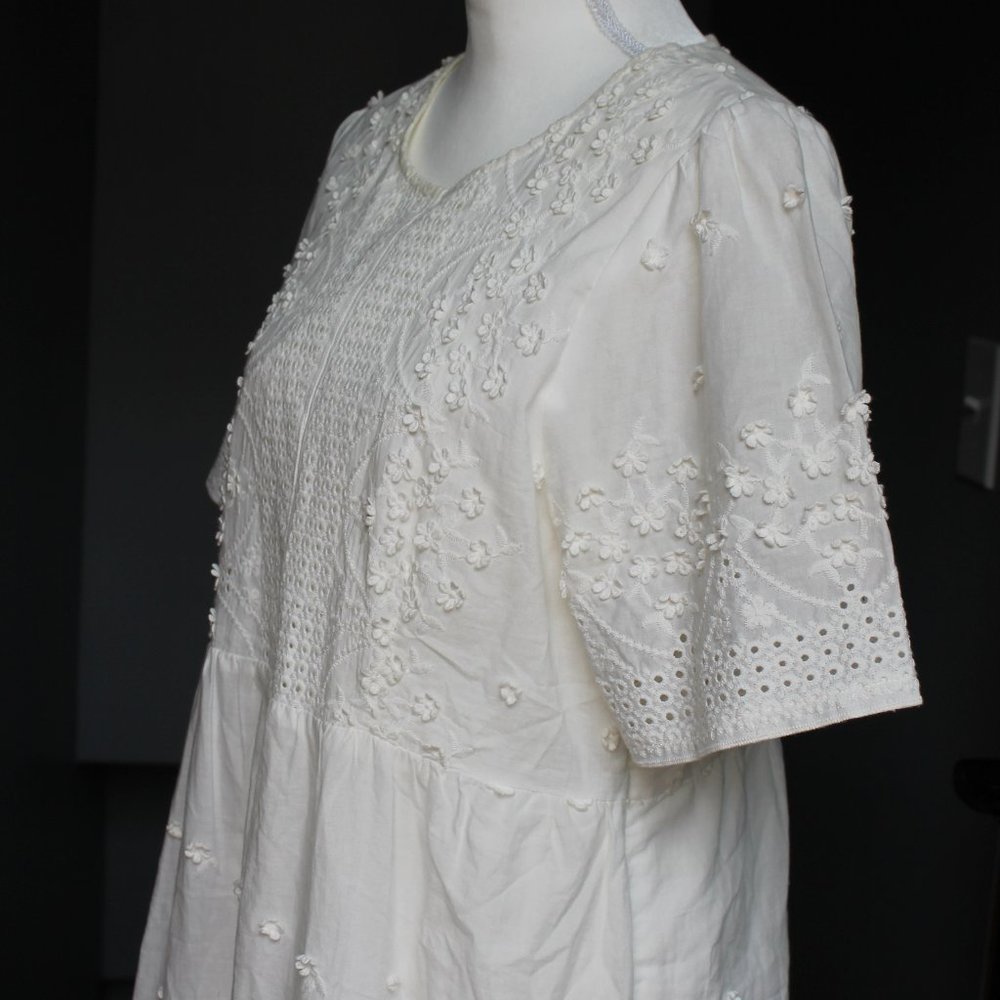 Tea n Rose White Floral Dress - Mid Calf - White - Size L